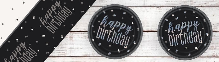 Black Glitz 1st Birthday Party Supplies | Balloon | Decoration | Pack